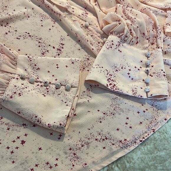 FREE PEOPLE Pink Smocked Bow Blouse XL - Picture 11 of 11